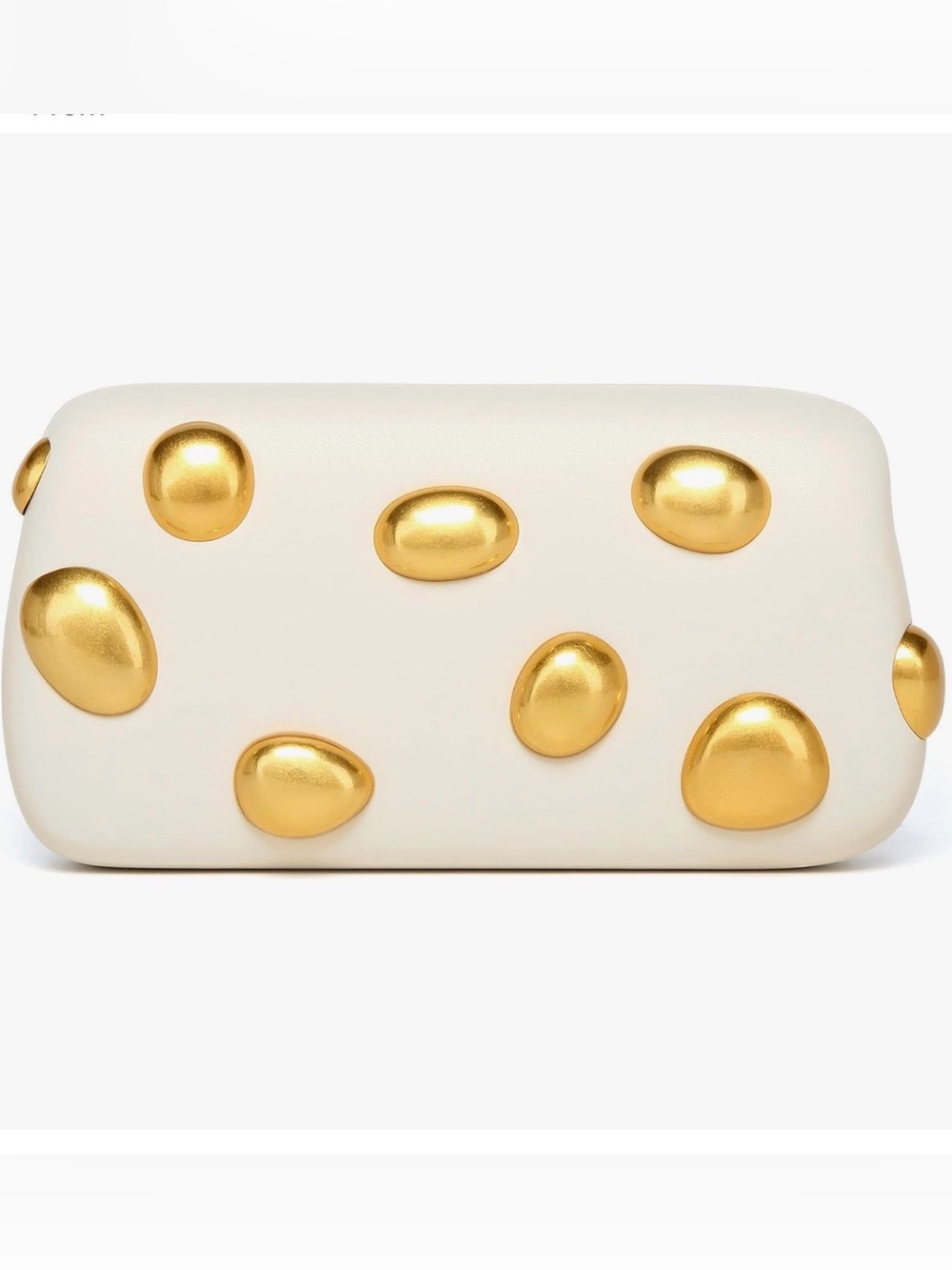 Ivory Clutch with Gold Accent Studs - Women’s Evening Wristlet